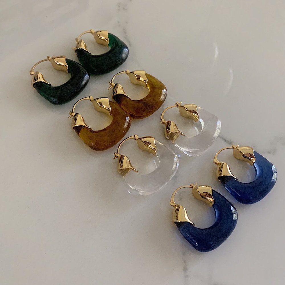 Statement Hoop Earrings, Chunky Hoop Earrings, Amber hoop Earrings